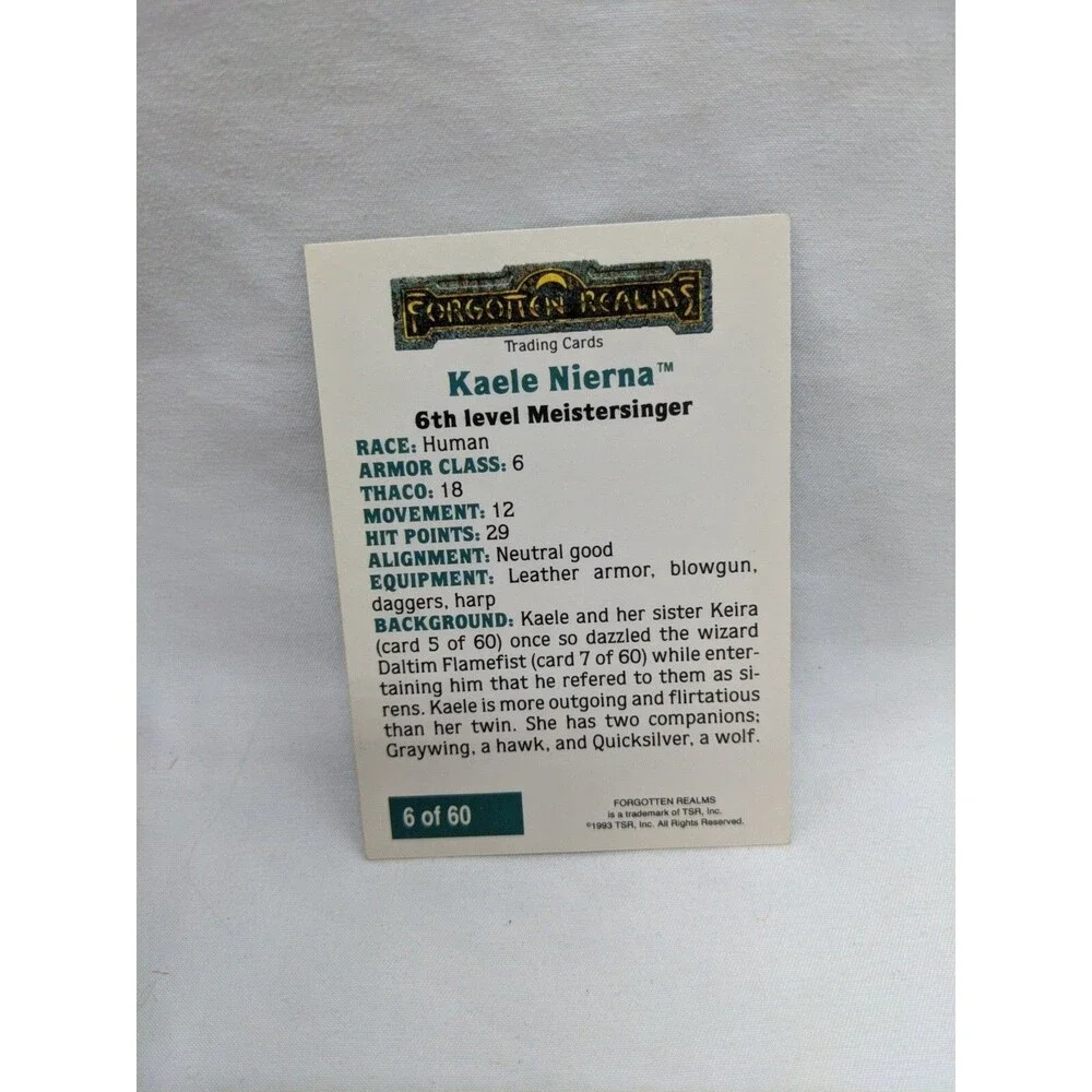 Lot Of (7) TSR 1993 Series Rare Set Forgotten Realms Gold Border Trading Cards